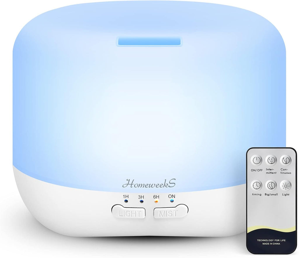 Aromatherapy Essential Oil Diffuser for Room: Air Humidifier Aroma Scent Cool Mist Colorful Lights Cute Small Large Waterless Auto Off Ultrasonic Diffusers for Home Bedroom White (300ml)