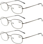Eyekepper Classic Metal Frame Spring Hinged Arms Reading Glasses 3 Pair Valupac Metal Readers Gunmetal