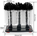 Bonsicoky Glass Washer Brush Cleaner Bristle Brush with 3 Brushe Heads & Suction Base for Beer Cup, Long Leg Cup, Red Wine Glass and More Bar Kitchen Sink Home Tools