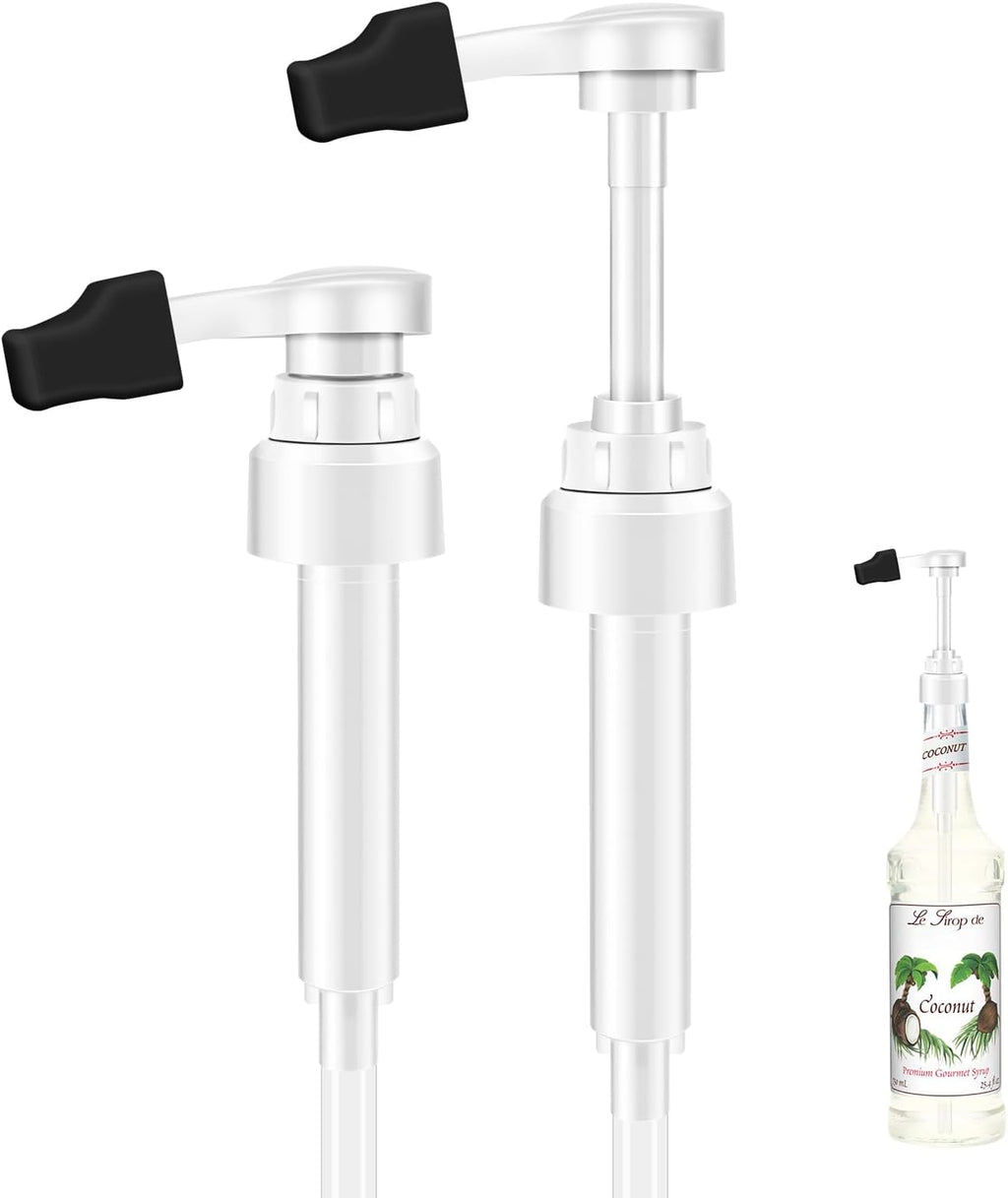 2pcs White Syrup Pump 750ml Glass Bottle White Coffee Syrup Pump with Tip Cap(2) Compatible with Monin Glass Bottles