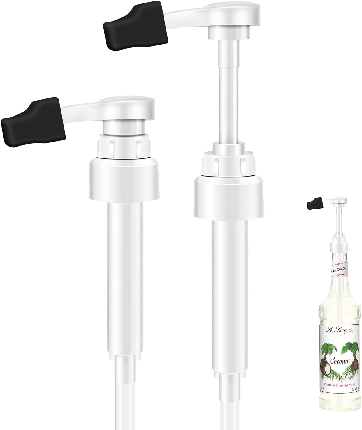 2pcs White Syrup Pump 750ml Glass Bottle White Coffee Syrup Pump with Tip Cap(2) Compatible with Monin Glass Bottles