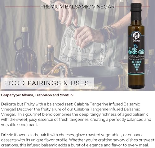 Ariston "The Very Best" Premium Balsamic Vinegar – Barrel Aged, Gourmet Quality, Product of Italy – Vegan, Gluten Free, GMO Free, No Added Sugar, All-Natural, 8.45 fl oz (250ml) Calabria Tangerine