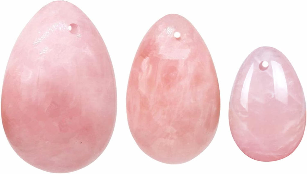 MIMOSA Bigger Rose Quartz Eggs Set of 3, GIA Certified, Pink