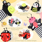 URMYWO Wrist Rattles for Baby - Rattle Socks - Foot Finder Set - High Contrast Black and White Baby Toys for 0-12 Months Infant - Newborn Essentials - Sensery Toys for Boys and Girls as Shower Gifts