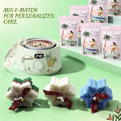 Ajoura Digital Wax Warmer Kit - 10-Min Quick Heat Hair Removal System with Precision Temp Control, Includes 30 Wax Sticks for Women Men, Home Salon Use(Light Green)