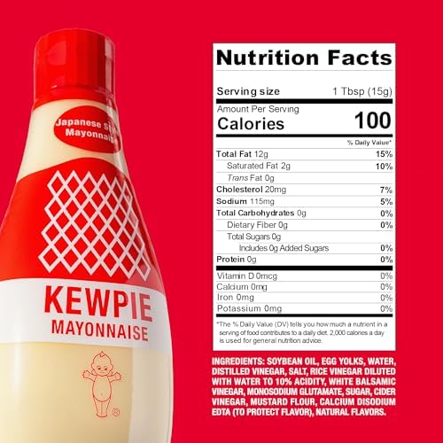 KEWPIE Mayonnaise (Product of USA), Authentic Japanese-Style Mayonnaise, Rich & Creamy Umami Flavor, Made With Cage-Free Eggs, Gluten Free, Kosher Condiment, Perfect for Sandwiches, Sushi, Salads & Dips, 12 oz