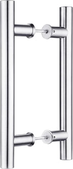 EaseLife 12" Stainless Steel Double Sided Push Pull Door Handle,H Shape Sliding Door Handle,Brushed,Fit for Glass Door Wooden Door