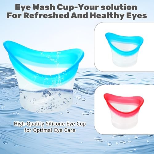 Ptwola 2pcs Eye Wash Cup Eye Wash Cleaner Kit Silicone Eyes Cleaning Cup for Rinse Portable Care Tool Transparent with Storage Container for Quick Relief Tired Dust Cleaning Makeup Irritants