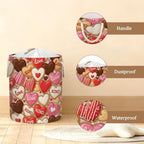 Large Laundry Basket Hamper 58L - Valentines Day Cookies Collapsible Storage Bin for Blankets, Kids Toys, Dirty Clothes, Tall Baby Nursery Hamper for Bedroom, Bathroom Decor, Gift Basket