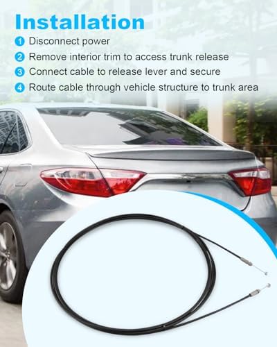 Trunk Lid Release Cable 912-702 Fit for Camry L 2012-2014, XSE 2015-2017, Fit for Camry LE XLE SE 2012-2017 Replace 6460706191 6460706190