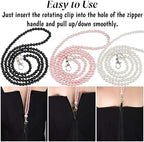Goaste 3 Pieces Dress Zipper Helper, 25.5" Dress Zipper Puller with Clip, Beaded Zip Pull Assistant Chain, Back Zip Puller Aid Tool for Long Dresses, Boots, Elderly, Zipping Up Down Dress by Yourself