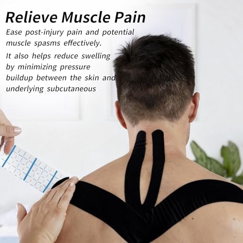 Kinesiology Recovery Tapes, 40 ct Precut Strips, 2 Rolls, Water Resistant, Elastic Athletic Tape for Sports & Weightlifting, Muscle Strain Relief & Joint Support
