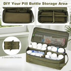 First Aid Bag Empty Pill Box Organizer,Tactical Medical Bag Case,Portable EDC Travel Medicine Pill Bottle Organizer (Green)