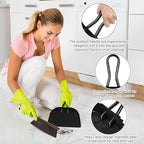 Dust Pan and Brush Set-Handheld Angled DustPan and Hand Broom Set, Large dust pan with handle,Heavy Duty Metal Dustpan and Brush Set Home For Small Item Sweeping Rubber Coated Easy to Grasp Handle