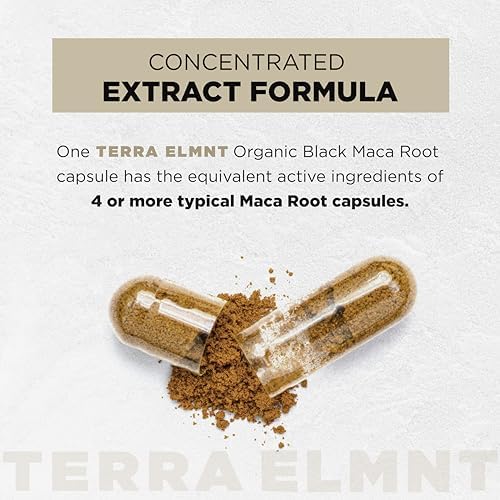 40,000mg 40x Strength Organic Black Maca Root w. Ashwagandha - #1 Highest Potency Black Maca Root Capsules for Men Supplement 40:1 Extract - 100% Pure Maca Peruana, Maca Powder Pills, Gelatinized