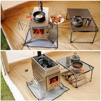 Upgraded Wood Burning Sauna Hot Tent Stove, 2 in 1 Tent Wood Burning Stove with Chimney Pipe for Outdoor Camping Heating, Camping, Hunting, Heating, Cooking, Ice Fishing, Boiling Water