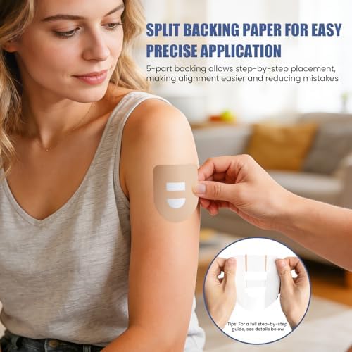 Adhesive Overpatches for Omnipod 5, Waterproof & Sweatproof Patches with Stretchable Middle Strap, Split Backing for Easy Application, 30 PCS Nude Patches