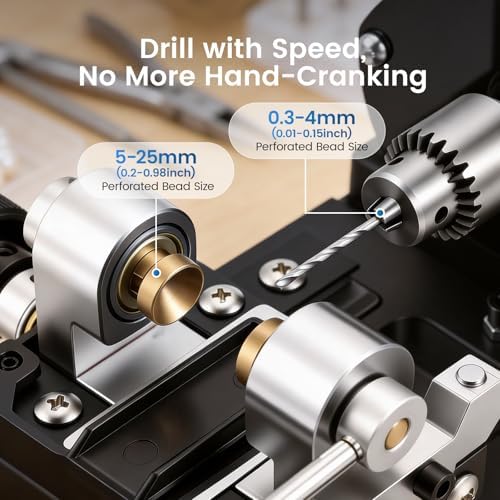 BAOSHISHAN 320W Pearl Drilling Machine With Polishing Function, Coral Driller Amber Holing Machine, Large Plastic Pallets Full Set Speed Adjustable 110V (with Sandpaper & Wool Disc)