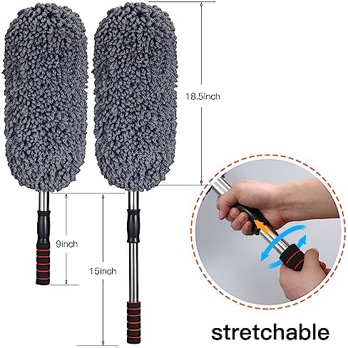 IPELY 3 Pack Large Microfiber Car Duster Exterior Scratch Free with Extendable, Car Duster Interior Multipurpose dust Cleaning