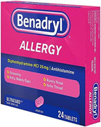 Benadryl Allergy Relief 25 mg Diphenhydramine HCl Tablet, 24 per Box