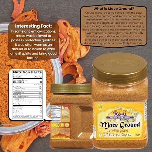 Rani Mace Ground (Javathri) Powder, Spice 16oz (1lb) 454g PET Jar ~ All Natural | Vegan | Gluten Friendly | NON-GMO | Kosher | Indian Origin