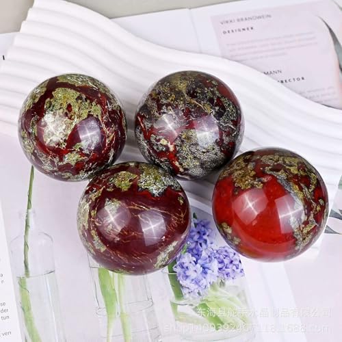 Dragon Blood Jasper Stone Crystal Ball - Dragon Blood Stone Crystal Sphere Meditation Balls for Witchcraft and Decorative Balls, Meditation & Feng Shui Home Decor (40-50mm)
