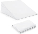 Horbaunal White Bed Wedge Pillow Cover with Zipper Design, Wedge Pillowcase Protector with Side Pocket for Storage, 26" L x 25" W x 7.5" H(Pillow Not Include)