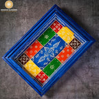 Swadeshi Blessings Wooden Serving Tray Set- Handcrafted & Hand-Painted for Kitchen/Table & Home Decor/Dinning/Gifts/Restaurants/Living Room/Coffee Table (Set of 3 Trays) (Blue)