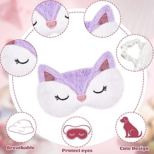 Haysandy 3 Pieces Sleep Mask for Kids Girls Cute Cat Sleeping Eye Cover Soft Mask Comfortable Funny Animal Night Eye Blindfold Cover for Kids Girls Women Home Travel(Fox)