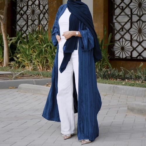 Front Open Abayas for Women Muslim with Hijab Scarf Islamic Prayer Clothes Long Sleeve Muslim Cardigan Dress Dubai Cardi Robe