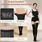 2 Pairs Compression Stockings for Women & Men, 20-30mmHg Thigh High Compression Socks, Open Toe Medical Compression Socks with Silicone Dot Band for Sport Swelling Varicose Veins