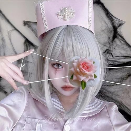 Rose Design Eye Patch - Adjustable Single Eye Mask for Cosplay