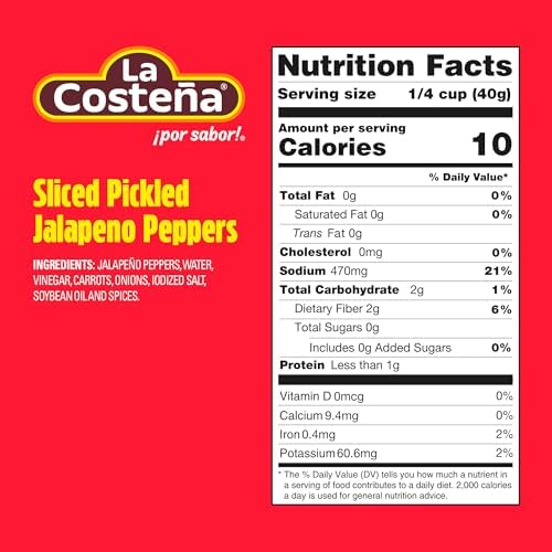 La Costeña Sliced Jalapeno Peppers - Pickled Jalapenos - Jalapeno Pepper - Hot Peppers for Mexican Food, Guacamole, Spicy Nacho & Taco Toppings, Enchiladas & Salsa - 12oz, 1 Pack Canned Jalapenos