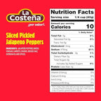 La Costeña Sliced Jalapeno Peppers - Pickled Jalapenos - Jalapeno Pepper - Hot Peppers for Mexican Food, Guacamole, Spicy Nacho & Taco Toppings, Enchiladas & Salsa - 12oz, 1 Pack Canned Jalapenos
