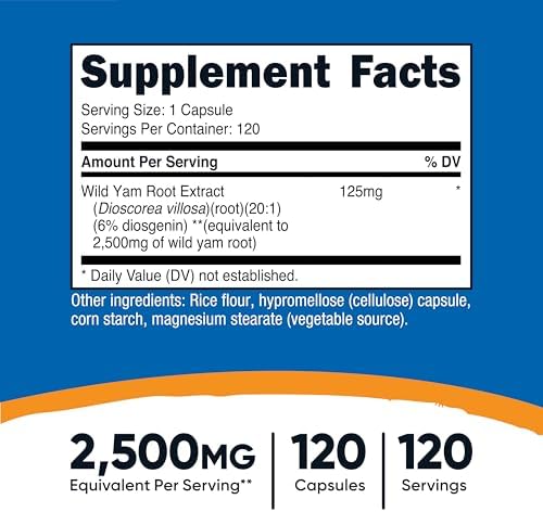 Nutricost Wild Yam Root 120 Capsules for 120 Servings Per Bottle - Vegan Wild Yam Root Extract Supplement, Gluten-Free, GMO-Free