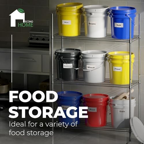 5-Gallon Yellow Bucket Pail Container with Lid | Metal Handles with Plastic Grip for Easy Carrying | Multi-Use | Easy Stack and Store | Heavy-Duty Extra Durable | Food Grade | BPA Free - 1 Pack