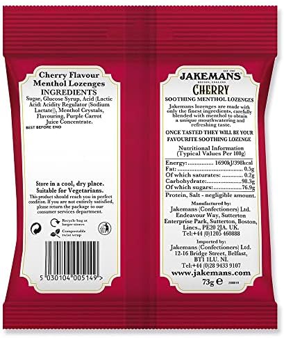 Jakemans Menthol Lozenges 100g Bag (Cherry, 100g)