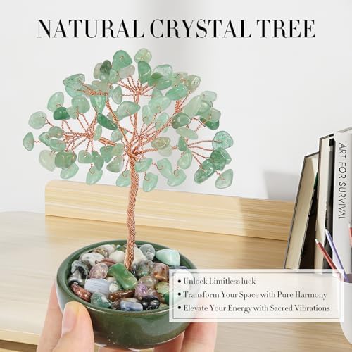 Handcrafted Green Aventurine Abundance Tree with Ceramic Base,5 Inch Natural Crystal Feng Shui Bonsai for Prosperity,Harmony & Energy Flow,Premium Healing Stone Decor for Home & Sacred Spaces