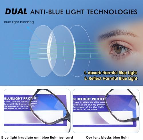 5 Pack Blue Light Blocking Reading Glasses for Men with Spring Hinge Fashion Large Wide Computer Readers for Men
