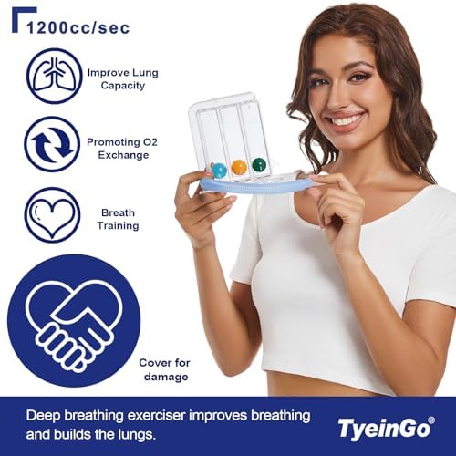 Breathing Exercise Device for Lungs, Lung Exerciser Device – 1200cc/sec 3‑Ball Trainer for Gentle Breathing Training & Recovery Support, Breathing Trainer