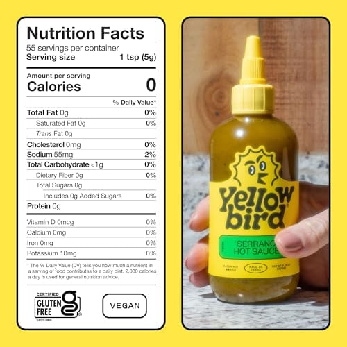 Yellowbird® Classic Serrano Hot Sauce 9.8 oz. Pantry Size (Kinda Hot | 1 Bottle | Made in Texas)