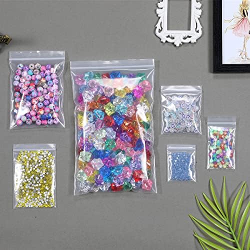 200 PCS 2" x 3" Thick 4 Mil Small Clear Zip Poly Bags Plastic Reclosable Zip Seal Lock Bags Heavy-Duty Necklace Ring Coin Beads Jewelry Pill Zipper Bag