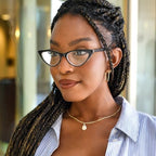 2SeeLife Small Cat Eye Reading Glasses for Women – Narrow-Medium Fit, Sturdy Frame, Spring Hinges, Premium Funky Readers, Black, +2.25