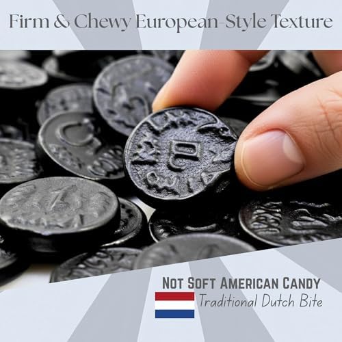 deReuze Black Licorice Candy Authentic Dutch Coins, Firm & Lightly Salted European Import, 2 x 1 lb Bulk Bags for True Licorice Lovers