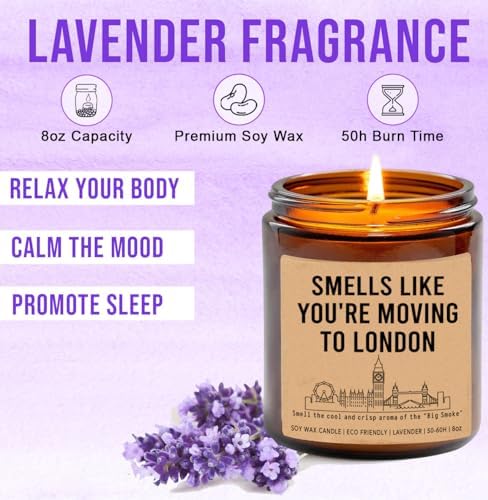Smells Like You're Moving to London England Candle - Moving to London Housewarming Gift - London Candle - New London Job Gift - London Moving Gift - Lavender Fragrance - 8Oz Soy Wax Candle