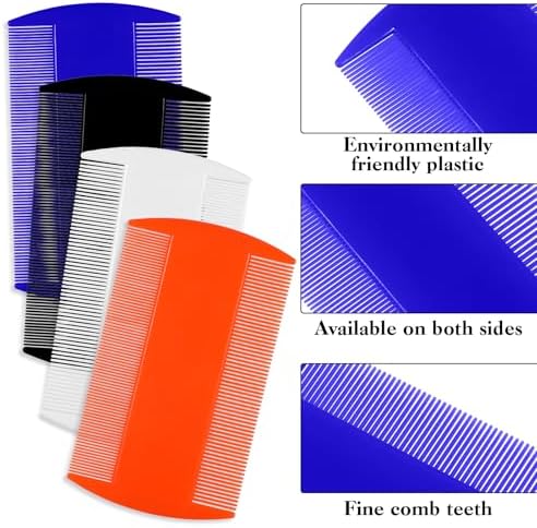 4 Pcs Lice Combs Double Sided Fine Tooth Comb Lice Comb For Dandruff Removal Thick Hair Tooth Head Nit Hair Combs For Adults Kids And Pet's Remove Head Lice Nits Fleas(4 Colors)