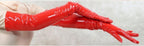 Women Sexy Zipper PVC Mini Dress Catsuit Novelty Club Party Dress Bodycon Long Sleeve Turtleneck,Red Gloves,S