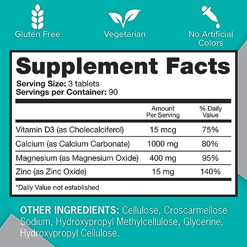 Qunol Calcium 3 in 1 Tablets with Calcium, Magnesium & Zinc for Immune Support, Bone, Nerve, and Muscle Health Supplement, 270 Count