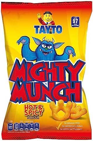 TAYTO Mighty Munch - Hot and Spicy flavour snacks from Ireland (22 x 26g packs)