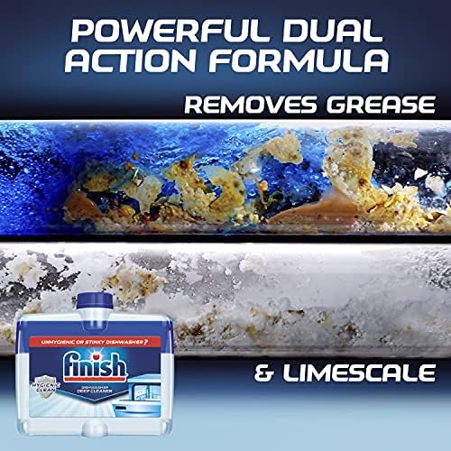 Finish Dual Action Dishwasher Cleaner: Fight Grease & Limescale, Fresh 8.45 oz.(Pack of 4)